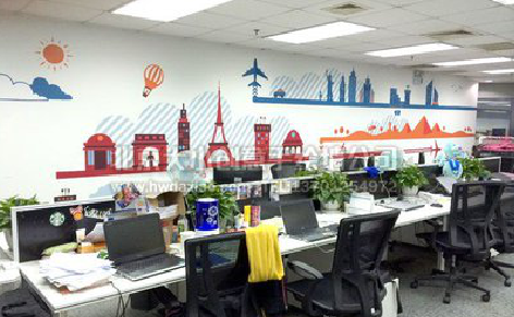 丘北教你设计办公室墙绘的方法。